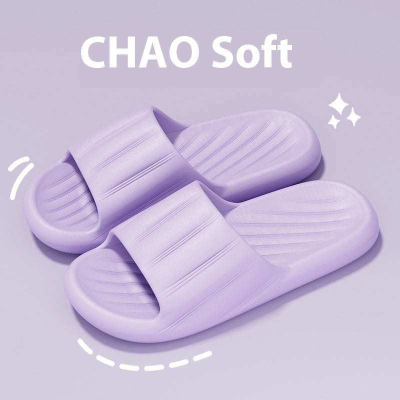 Modische, einfarbige, gestreifte Hausschuhe für den Sommer, dicke Unterseite, rutschfeste Badezimmerschuhe für Damen und Herren