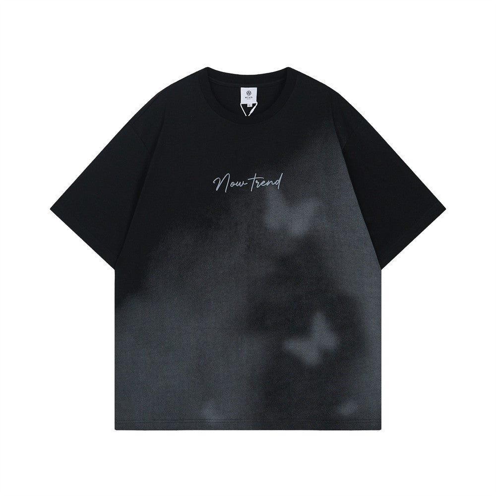 Inkjet Gradient Kurzarm Männer Kleidung High Street Nische
