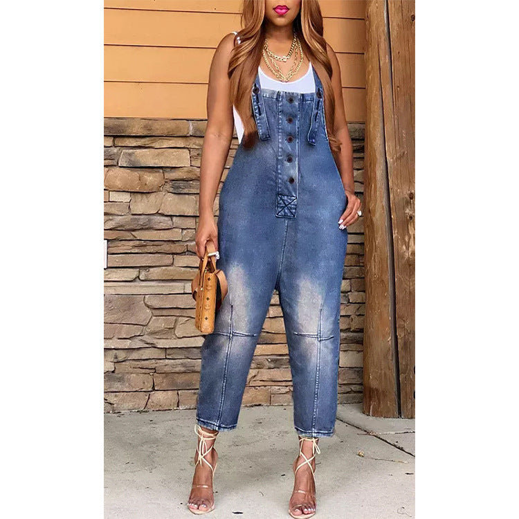 Damenbekleidung Mode Lässig Siamese Hosenträger Jeans Frauen