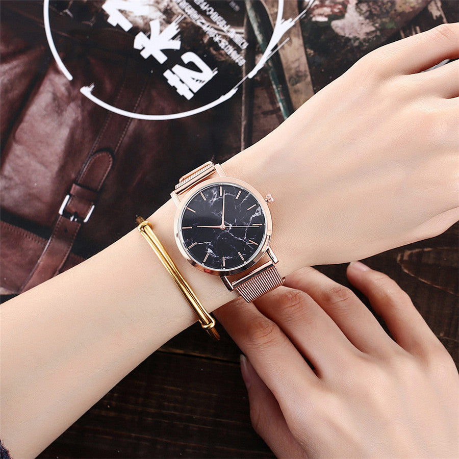Vansvar mode marke silber und gold mesh band kreative marmor armbanduhr casual frauen quarz uhren geschenk relogio feminino