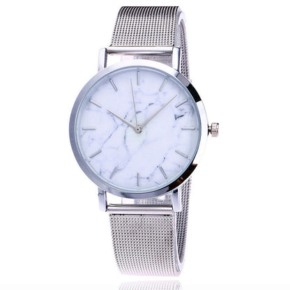 Vansvar mode marke silber und gold mesh band kreative marmor armbanduhr casual frauen quarz uhren geschenk relogio feminino
