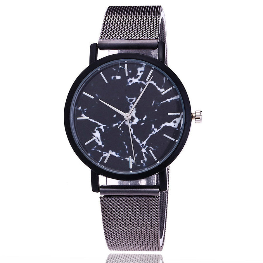 Vansvar mode marke silber und gold mesh band kreative marmor armbanduhr casual frauen quarz uhren geschenk relogio feminino