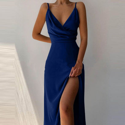V-Ausschnitt Schlitz Sling Kleid Sommermode Sexy Slim Hosenträger Kleider für Frauen Kleidung