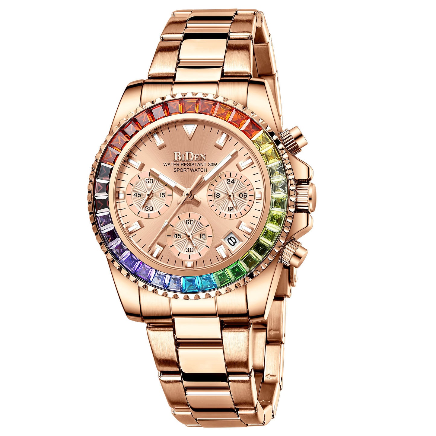 Mode Stahl Band Business Damen Trend farbige Diamant Uhr