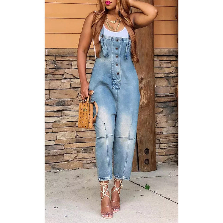 Damenbekleidung Mode Lässig Siamese Hosenträger Jeans Frauen