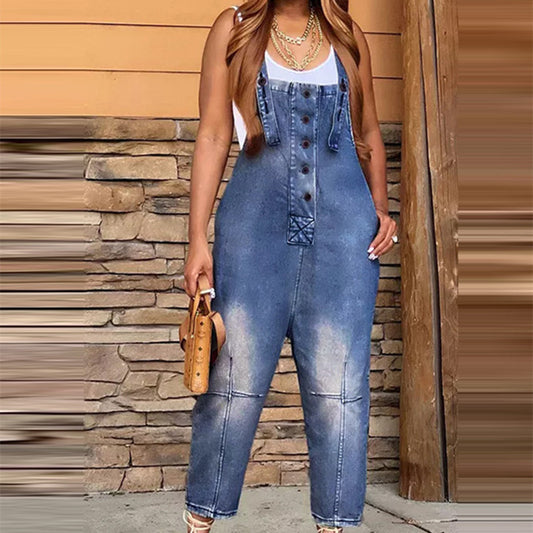 Damenbekleidung Mode Lässig Siamese Hosenträger Jeans Frauen