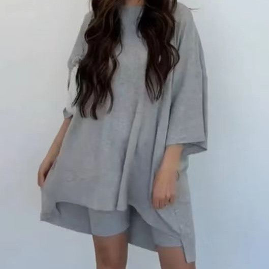 Damenbekleidung Mode Einfarbig Lose T-Shirt Enge Shorts Damen