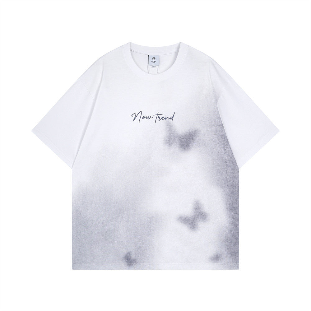 Inkjet Gradient Kurzarm Männer Kleidung High Street Nische