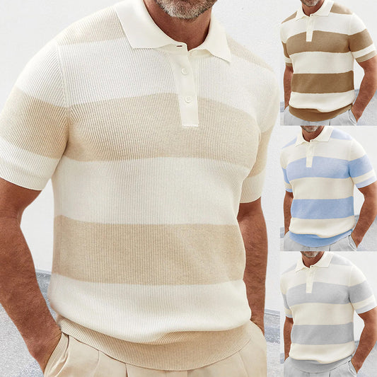 Herrenbekleidung Sommermode Revers Pullover Kurzarm Herrenbekleidung Männer trägt