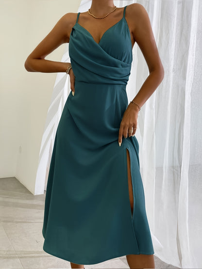 V-Ausschnitt Schlitz Sling Kleid Sommermode Sexy Slim Hosenträger Kleider für Frauen Kleidung