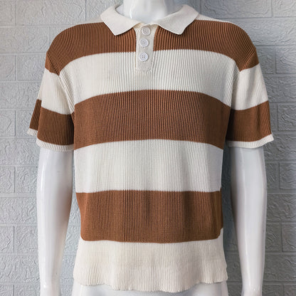 Herrenbekleidung Sommermode Revers Pullover Kurzarm Herrenbekleidung Männer trägt