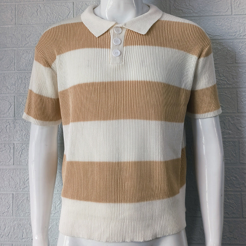 Herrenbekleidung Sommermode Revers Pullover Kurzarm Herrenbekleidung Männer trägt