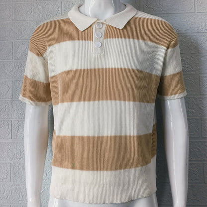 Herrenbekleidung Sommermode Revers Pullover Kurzarm Herrenbekleidung Männer trägt
