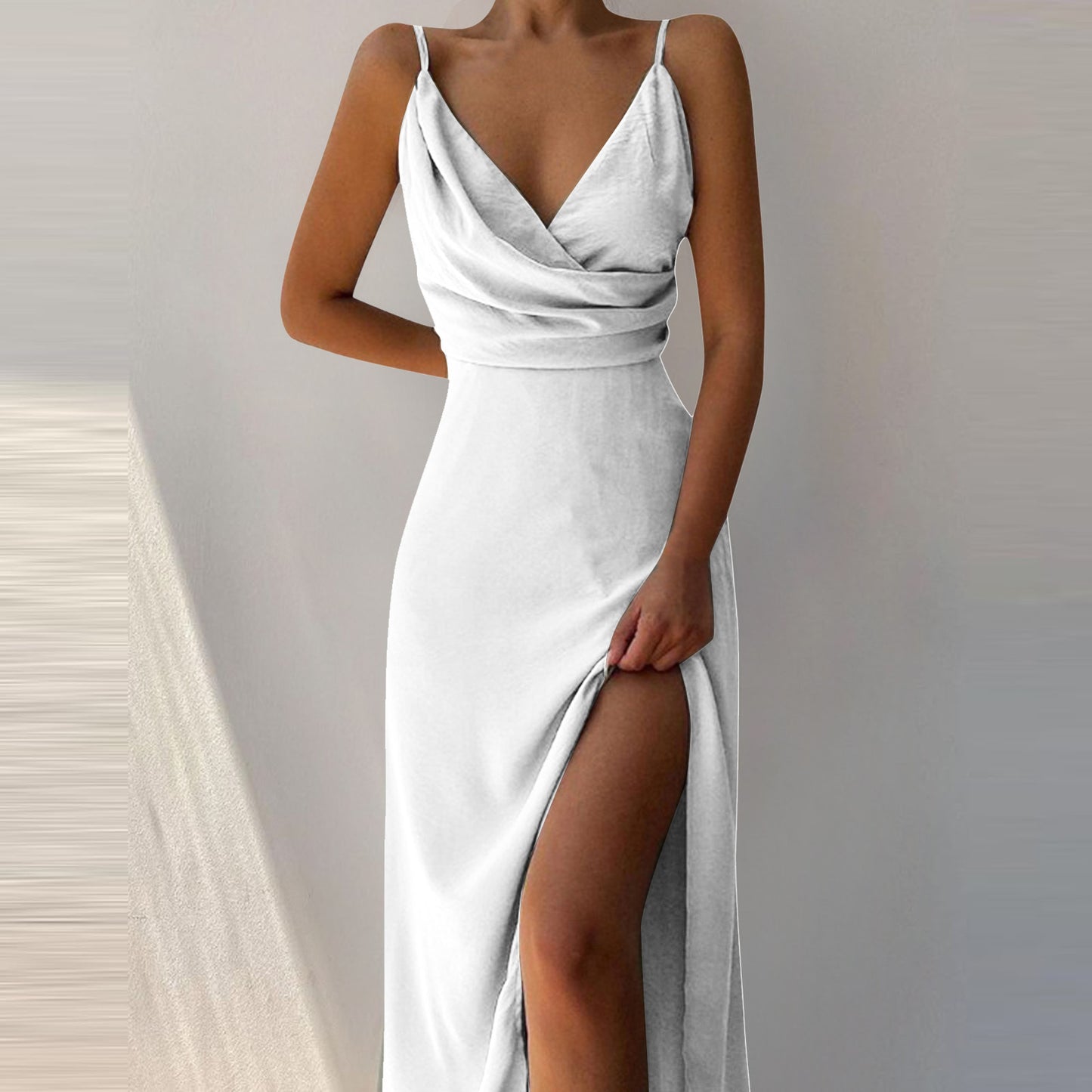 V-Ausschnitt Schlitz Sling Kleid Sommermode Sexy Slim Hosenträger Kleider für Frauen Kleidung