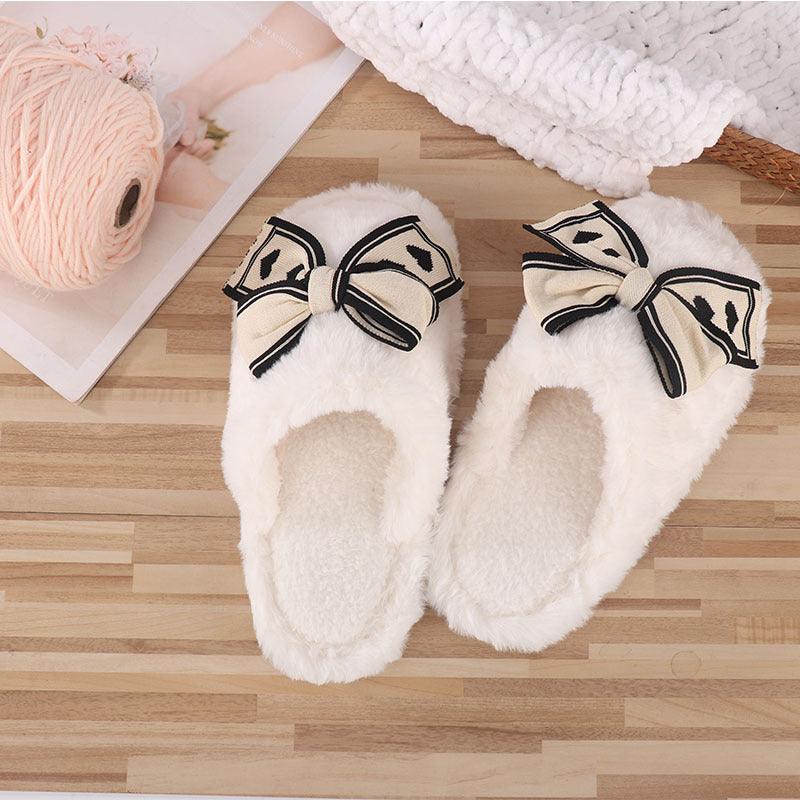 Ins Bow Hausschuhe Home Fashion Warme rutschfeste Boden Schlafzimmer Slipper für Frauen Hausschuhe