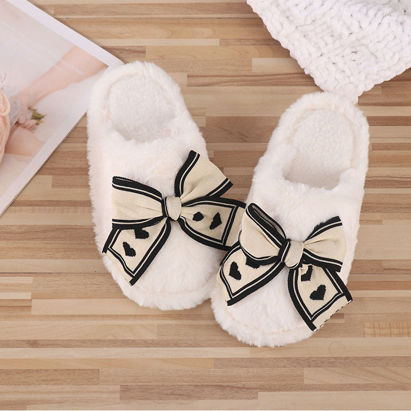 Ins Bow Hausschuhe Home Fashion Warme rutschfeste Boden Schlafzimmer Slipper für Frauen Hausschuhe