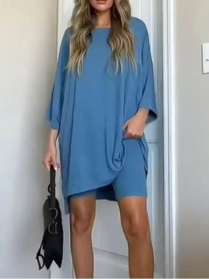 Damenbekleidung Mode Einfarbig Lose T-Shirt Enge Shorts Damen