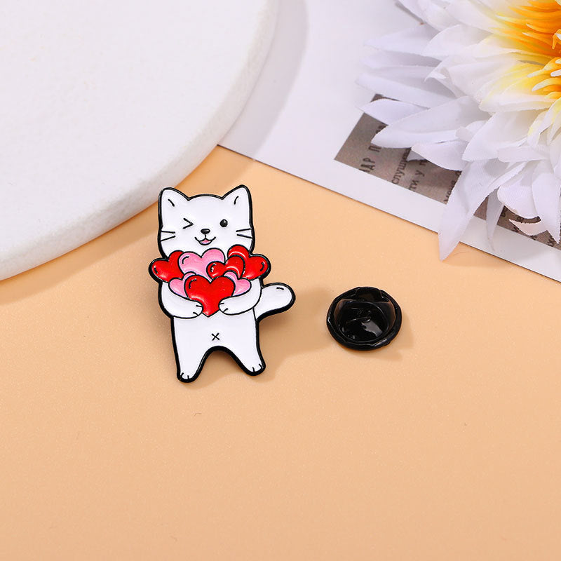 Kreative Cartoon Tasse Kitty Brosche Nette Liebe Herz