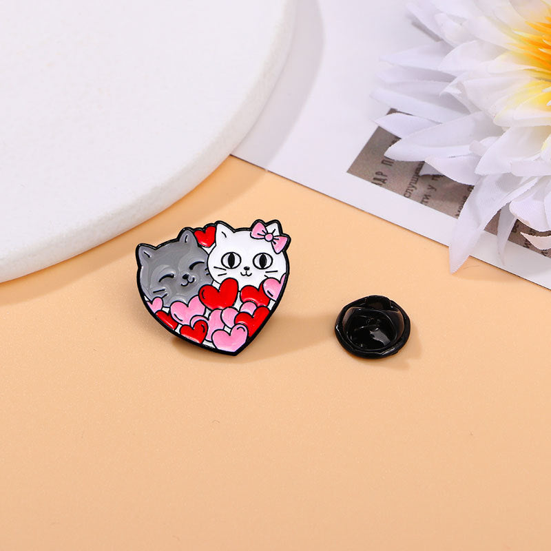 Kreative Cartoon Tasse Kitty Brosche Nette Liebe Herz