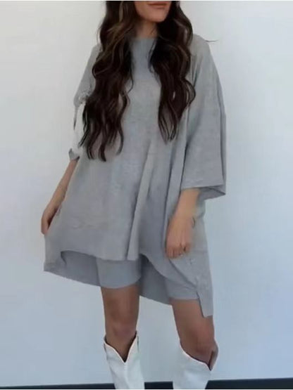 Damenbekleidung Mode Einfarbig Lose T-Shirt Enge Shorts Damen