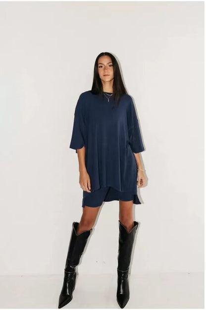 Damenbekleidung Mode Einfarbig Lose T-Shirt Enge Shorts Damen