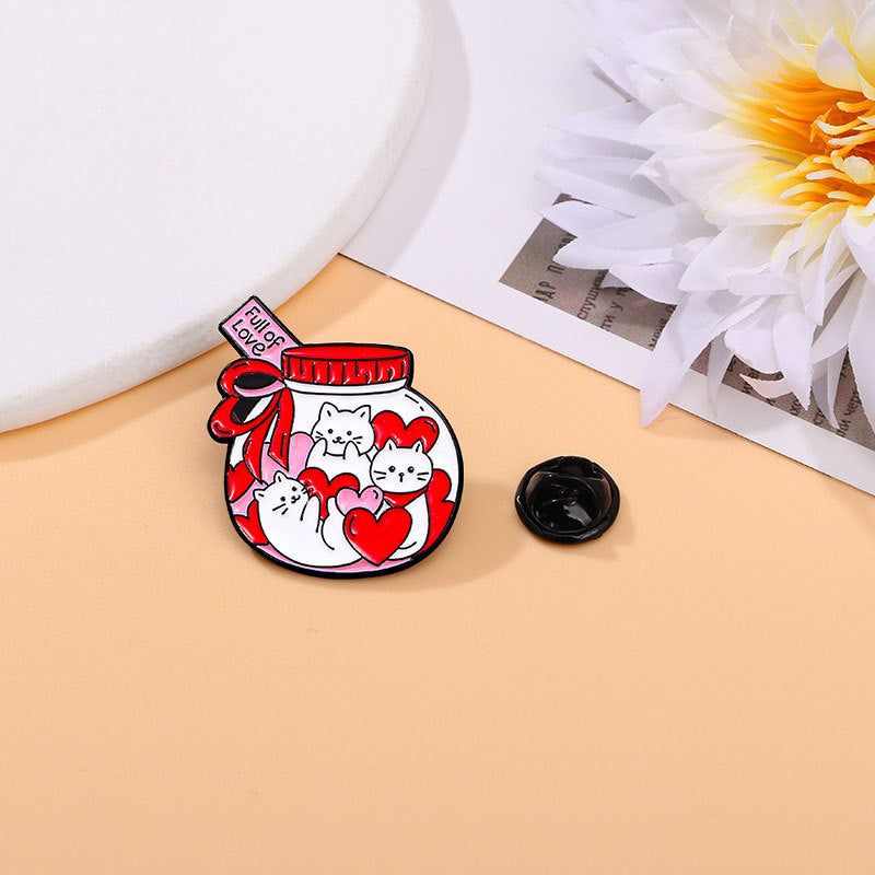 Kreative Cartoon Tasse Kitty Brosche Nette Liebe Herz