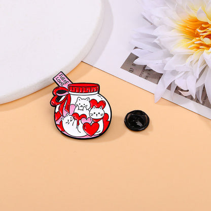 Kreative Cartoon Tasse Kitty Brosche Nette Liebe Herz