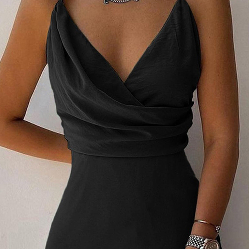 V-Ausschnitt Schlitz Sling Kleid Sommermode Sexy Slim Hosenträger Kleider für Frauen Kleidung
