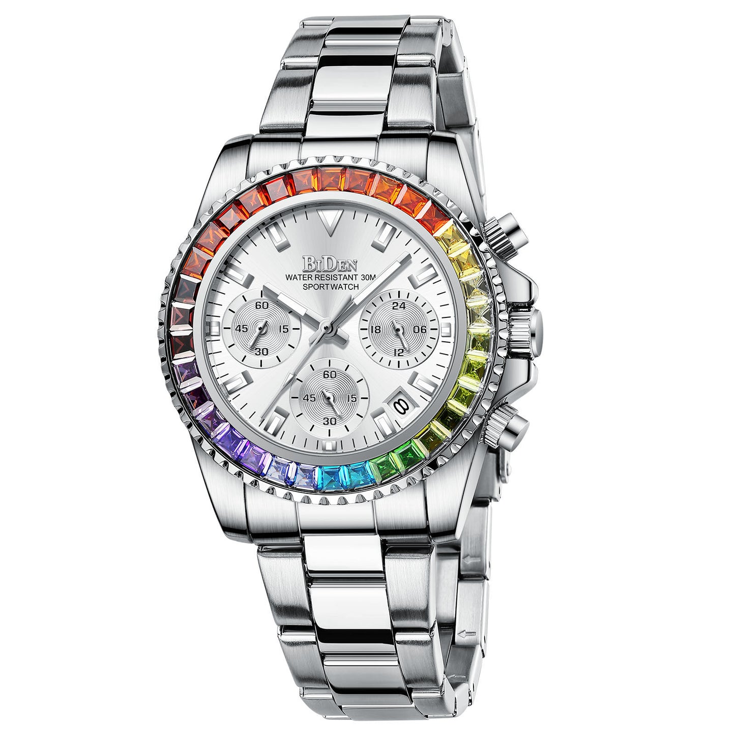 Mode Stahl Band Business Damen Trend farbige Diamant Uhr
