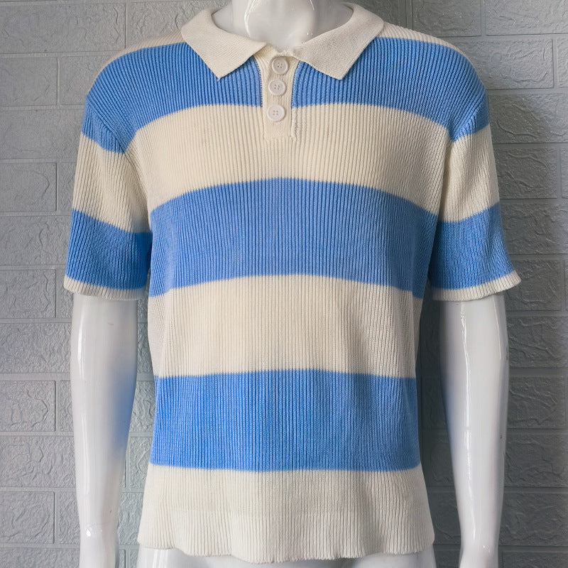 Herrenbekleidung Sommermode Revers Pullover Kurzarm Herrenbekleidung Männer trägt