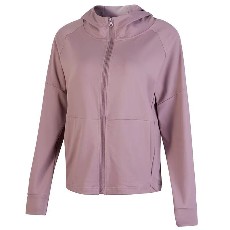 Yoga Clothing Top Long-sleeve Zipper Hooded Sports Jacket