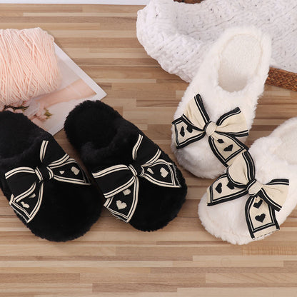 Ins Bow Hausschuhe Home Fashion Warme rutschfeste Boden Schlafzimmer Slipper für Frauen Hausschuhe