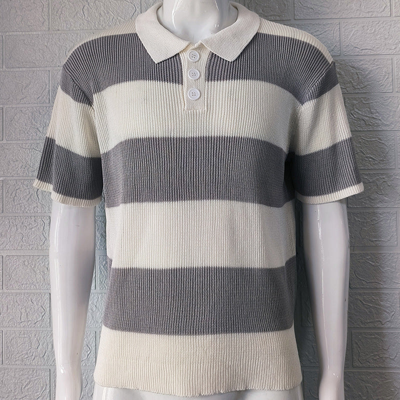 Herrenbekleidung Sommermode Revers Pullover Kurzarm Herrenbekleidung Männer trägt